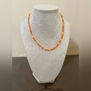 2.5mm mixed orange glass bead necklace/choker